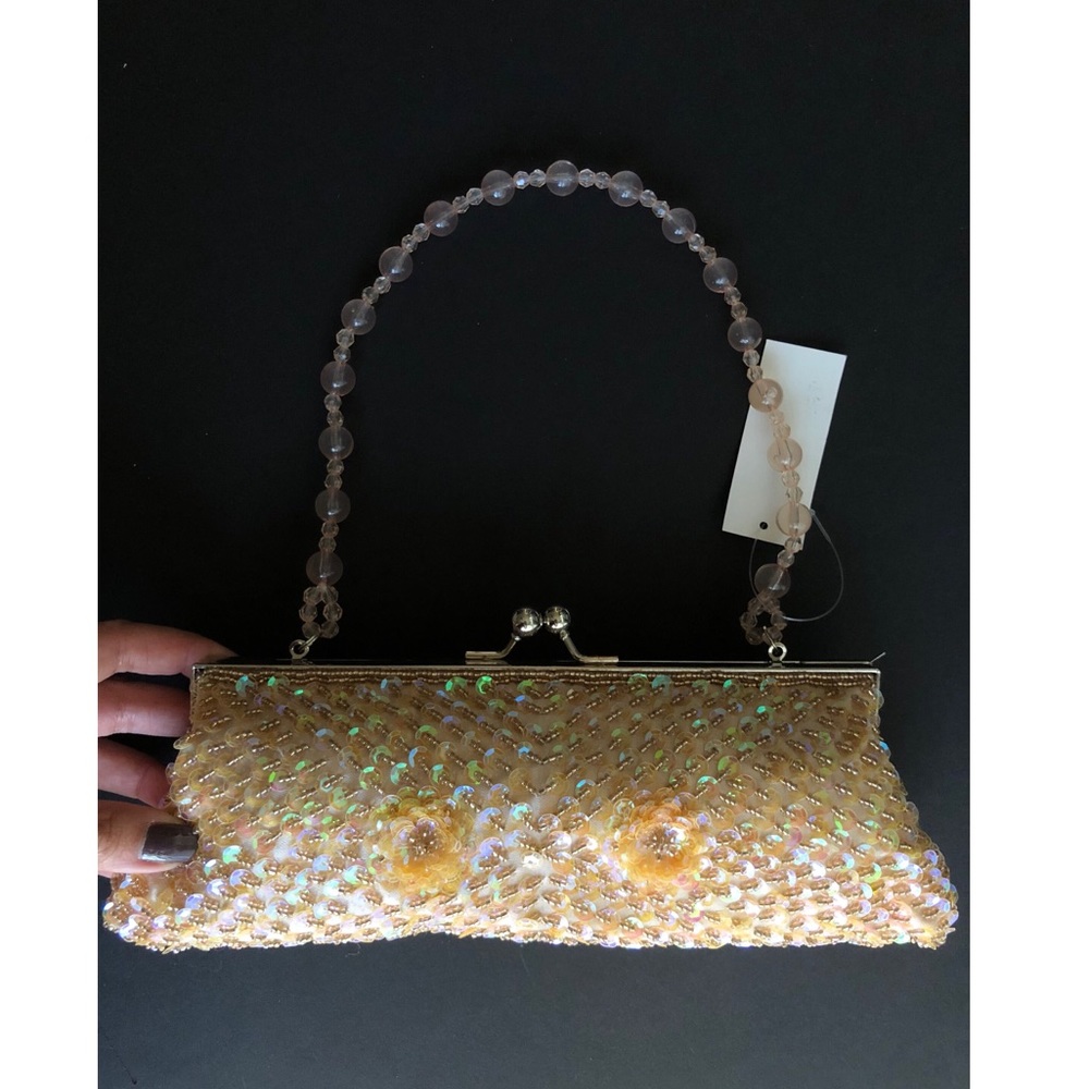 Beaded clutch with sequin detail
